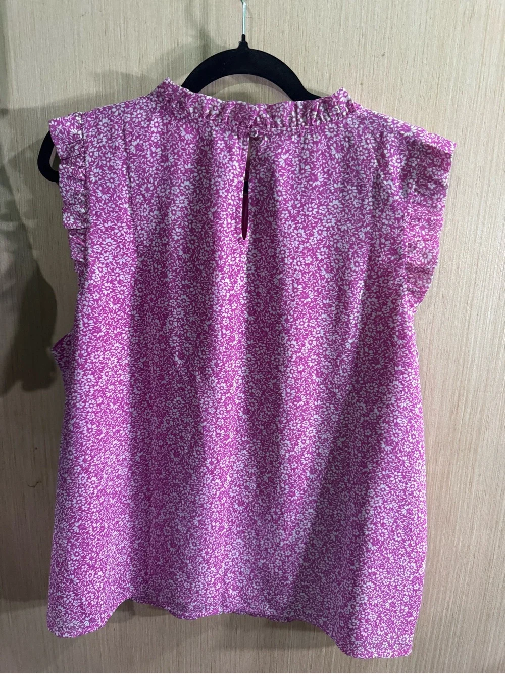 J. Crew Pink Floral Ruffle-Trim Sleeveless Tank Blouse Size XL